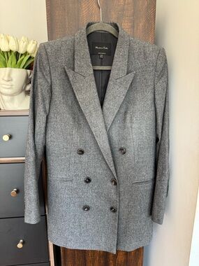 Massimo Dutti Double Breasted Stylish Wool Blazer